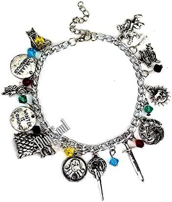 12 Game of Thrones Charm Bracelet - House Banners, Dragons Stark, 7 Kingdoms Nights, Winter is Coming Bracelet ►CYBER MONDAY◄