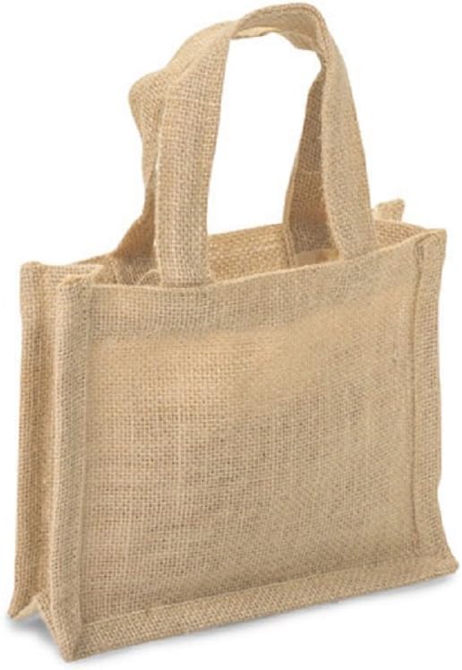 Small 100 Natural Jute Burlap Gift Bags w/Handles for