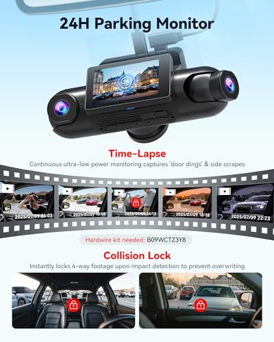 REDTIGER 4 Channel 360° View Dash Cam, Dual STARVIS 2, 2.5K*2+1080P*2 Dashcam Front and Rear Inside Left Right, 5.8GHz WiFi, 8 IR Lights Night Vision, 4 Adjustable Lenses, Included 128GB Card (VP40)