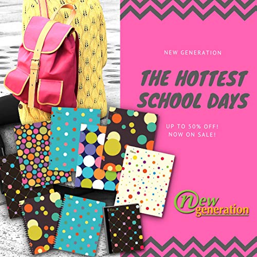 NEW GENERATION - Polka Doty 2 Pocket Folder Letter Size with 3 Hole Punch to use with Your Binder Heavy Duty High Glossy Finish Laminated Folders - Assorted 6 Fashion Designs,Great for School, Home,