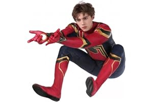 HTXGUO Halloween Superhero Costume Cosplay Red Bodysuit Jumpsuit Zentai Onesie Outfit for Kids Adult