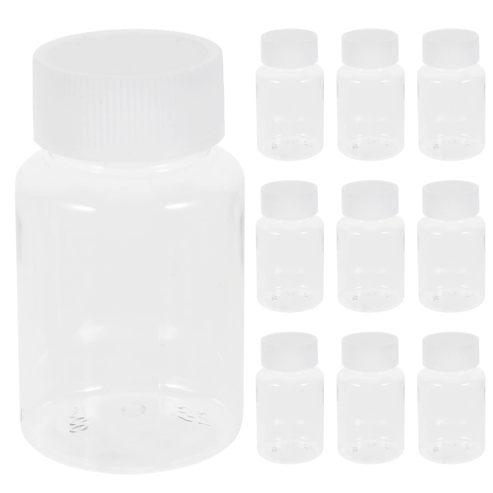 EXCEART 10pcs Plastic Clear Pill Bottles 80ml PET Container Bottles Pill Dispenser Empty Capsule Container Tablet Storage Holder Refillable Tablet Storage Holder for Dispense Different Items