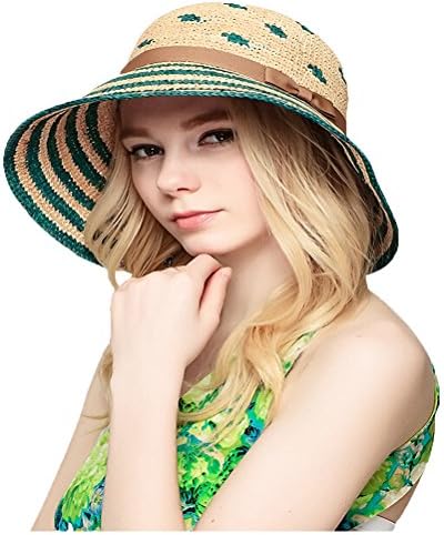 Maitose Trade; Women's Foldable Beach UV Protective Straw Hats Green
