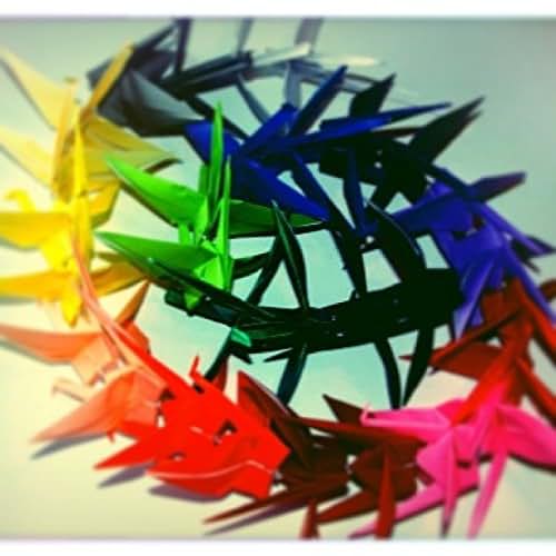 Chakra Rainbow Origami Crane Chain Handmade