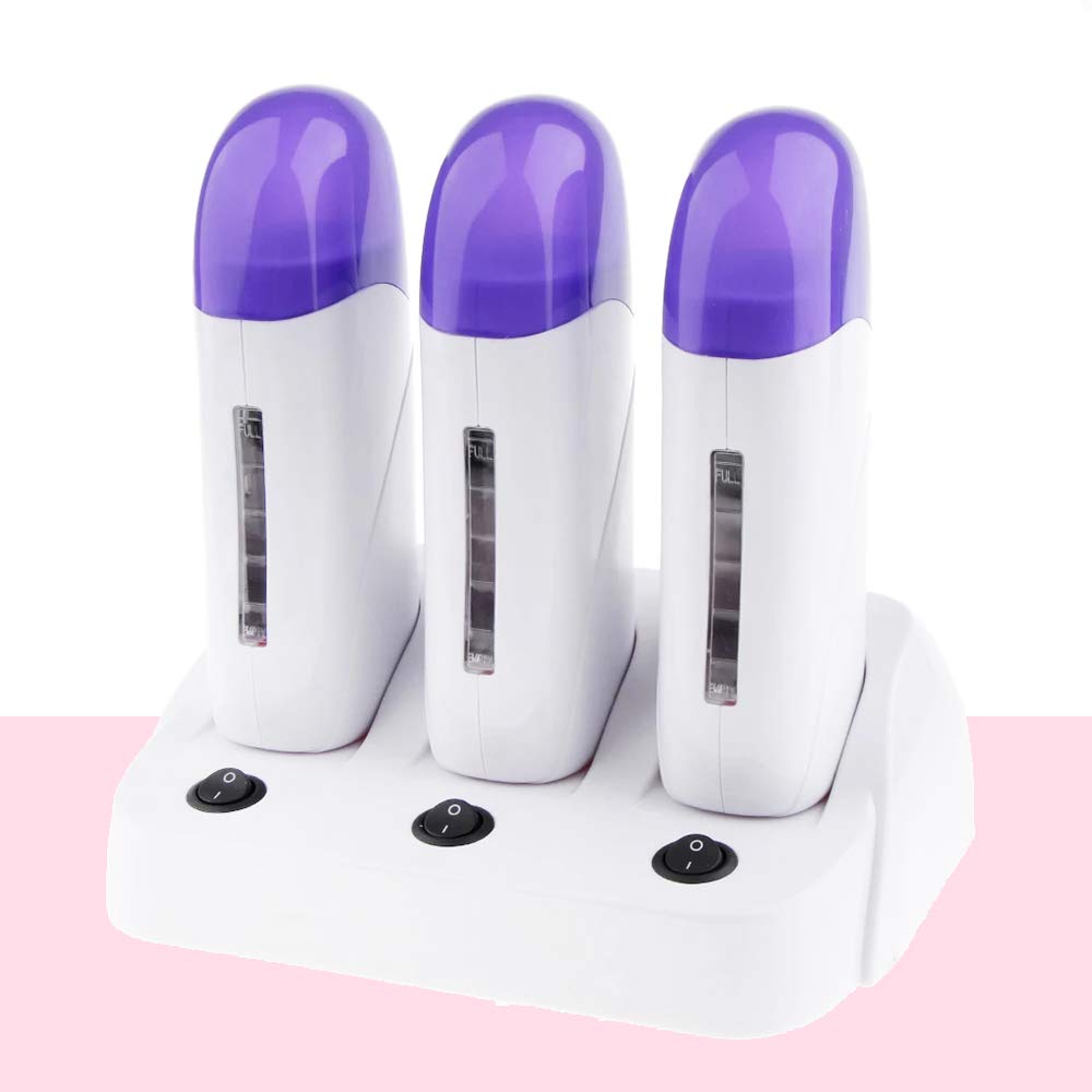 Wax Heater Starter Kit & Wax Pot Machine Professional Full Kit Salon Quality Painless Hair/Eyebrow Removal Waxing Kits,Waxing Melter for Hair Removal(Three Pot)