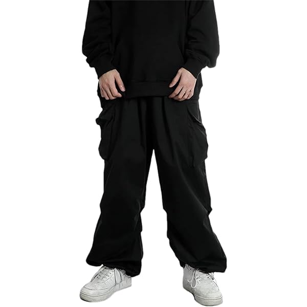 HaiZi XiHuan Baggy Black Streetwear Cargo Pants Japanese