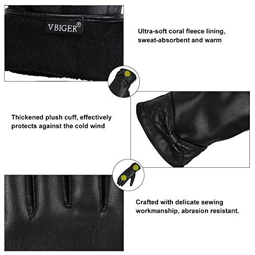 Vbiger Touchscreen Handschuhe Outdoor Handschuhe für Damen, Schwarz-2, S