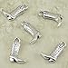 NP Supplies 15 Western Cowboy Boot Charms > Rodeo Ranch Cowgirl Texas - 18 mm x 11 mm Silver Plated Pewter (NS665)