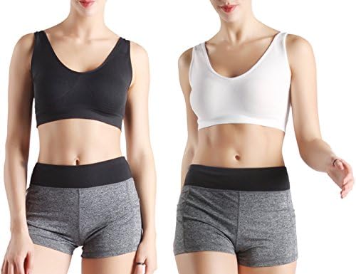 Basic Fitness Bra, NEUYILIT Women Seamless Wirefree Workout Gym Yoga Sports Clothing Bra Size L 2 Pack,White & Black