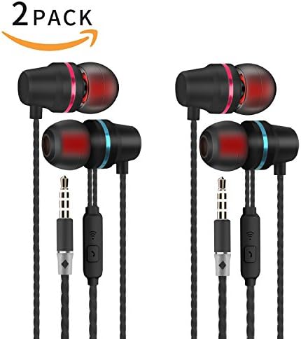 (Black 2)In Ear Headphones With Microphone 3.5mm Earbuds for iPhone Samsung Smart Phones Android