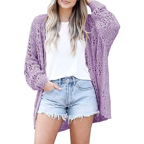 ADJHDFH Cardigan For Women Short Sleeve Eyelet