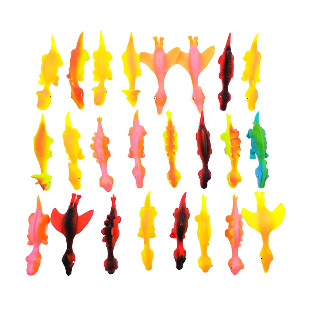 Ieron 24PCS Stretchy Flying Dinosaur - Slingshot Dinosaurs for Girls and Boys, Rubber Stretchy Finger Flying Dinosaur plays, Perfect Pranks and Gifts for little one