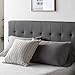 LUCID Upholstered Bed with Square Tufted Headboard -Linen Inspired Fabric -Sturdy Wood Build -No Box Spring Required Platform, Queen, Charcoal