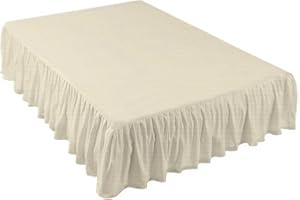 Queen Size Bed Skirt Wrap Around, Beige Luxury Hotel Soft Fabric Bed Skirt, Wrinkle and Fade Resistant Ruffle Bedroom Accesso