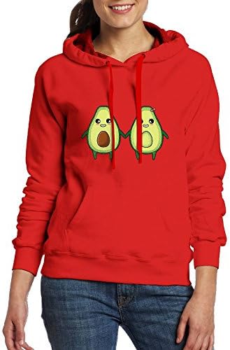 Womens Pullover Hoodies Cute Lovely Avocado Couple Design Fashion Hooded Sweatshirt Red