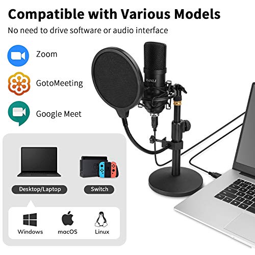 USB Microphone Kit, Manli 192KHZ/24Bit PC Podcast Condenser Streaming