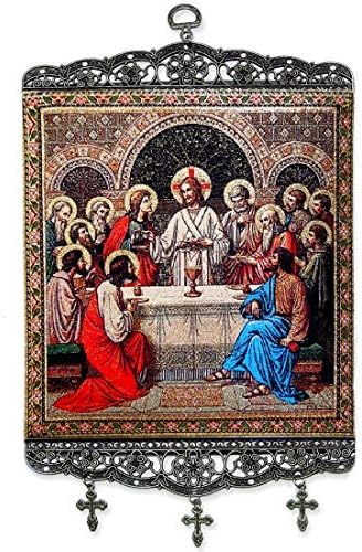 Inspire Nation Last Supper Tapestry Icon Wall Hanging Banner with Crosses 13 inches