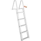 VEVOR Removable Dock Ladder 5 Steps 350 lbs Capacity Pontoon Boat Ladder | for Ship/Lake Swimming/Pool/Marine Boarding, Thickened Aluminum Alloy, 4 in Wide Step, Non-Slip Pedal, Quick Release Design