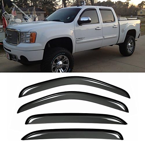 Gevog 4pcs Sun/Rain Guard Out-Channel Window Visors for Chevy/GMC Crew Cab Vent Shade Window Deflectors