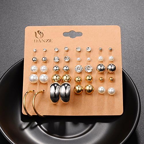 20 Pairs/Pack Alloy Bow knot Pearl Crystal Stud Earrings Piercing Earrings Set for women Elegant Jewelry Fashion Gifts