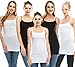 Nolabel WT361 5 Pack Women's Basic Active Long Length Adjustable Spaghetti Strap Cami Tank Top (3WH/2BK) 5Pack M