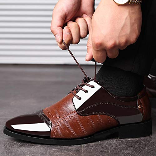 New!!!!! Respctful ♫♫Men's Fashion Dress Shoes Oxford Lace Up Walk Oxford for Men Formal Leather Mens Shoes Brown - Thumbnail 4