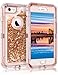 Coolden Case for iPhone SE 2020 iPhone 6S Protective Glitter Case for Women Girls Cute Bling Sparkle 3D Quicksand Heavy Duty Hard Shell Shockproof TPU Case for 4.7 Inches iPhone 6 6S 7 8, Light Coffee