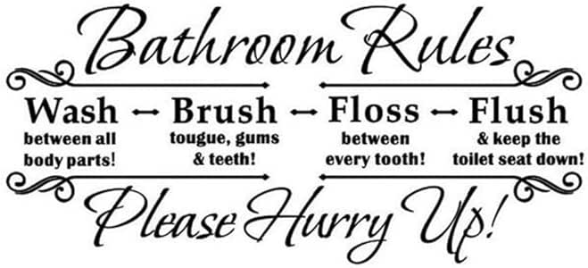 IOIUG Reglas de baño Letrero de Puerta Citas de Vinilo Palabras de