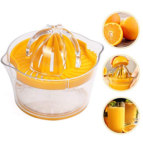 HouseHoo Lemon Squeezer Orange Juicer Manual Hand Lemon Juicer, Squeezer Anti-Slip Citrus Juicer Reamer Rotation Manual Juicer Press with Strainer and Container, Kitchen Juicer Tool