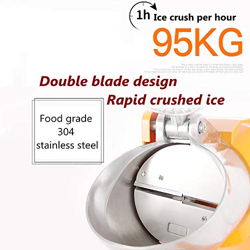 XUMI Elektrische Eiscrusher, 95kg/h Edelstahl Eisbrecher Doppelklinge Smoothie Slush Block Brechen Maker Schnee Kegel… – Bild 7