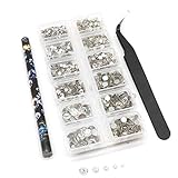 Queenme 4600pcs Nail Crystals Clear Rhinestones for Nails Mix Size 1.3mm-6mm Flatback Nail Art Rhinestones Round Glass Gems Stones Beads for Shoes DIY Crafts Decoration Eye Makeup Clothes