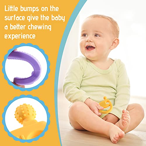 Teething Toys for Babies 0-6 Months,Freezer BPA Free Baby Teething Toys,Silicone Teething Toys for Babies 6-12 Months, Baby Chew Toys, Baby Teethers for Toddlers Boys Girls (4 Pack)