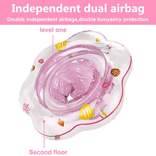 Baby Float Swimming Ring with Safety Seat, Pool Swim Float with Double Airbag Baby Kids Pool Bathtub Outdoor Swimming Pool Toys Accessories for Kids Toddlers of 6-24 Months (Pink)