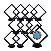 NOBBEE Coin Display Case 10 PCS 3D Display Frames with Stands Jewelry Display Case Suspending/Floating Effect Holder for Displaying Perls, Medals, Specimens and Challenge Coins (10 PCS Black, Square)