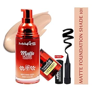 MARS Adbeni Matte Mousse Foundation-F06-101 (Ivory, 60 ml) with Abdeni Kajal, Skin Whitening Cream