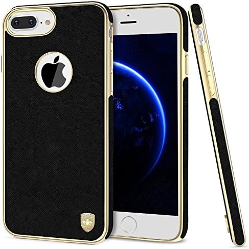 iPhone 7 Plus Case, Phone Case iPhone 7 Plus Luxury PU Leather Cloth Protective Cover Case, Magnetic Electroplate Rubber Slim Cell Phone Case iPhone 7 Plus Cases(5.5 inch) - Black