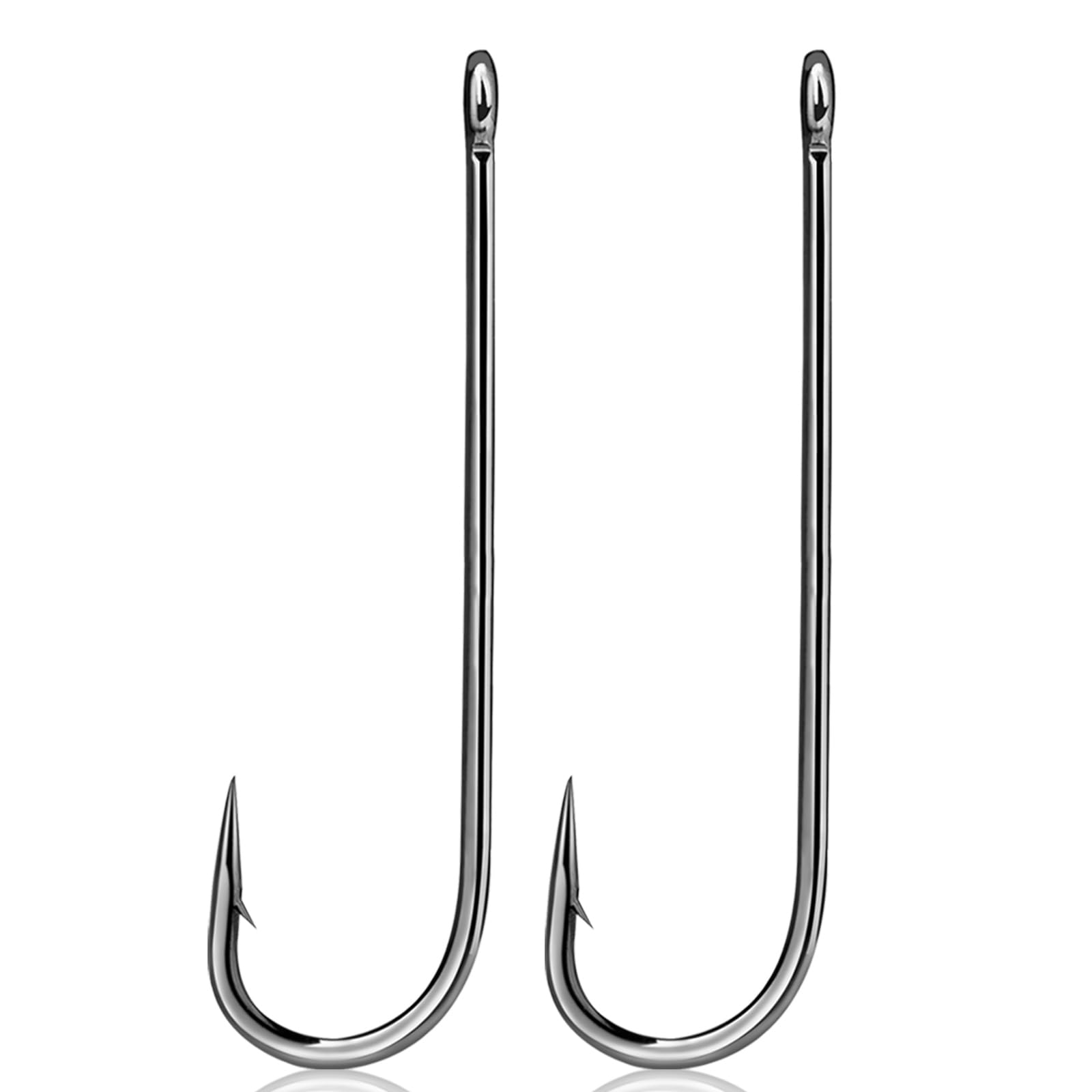 9KM DWLIFE Aberdeen Fishing Hooks 50Pcs Long Shank Barbed Hook/Closed Eye/Inline/Light Wire Freshwater Saltwater for Crap Trout Bass(Size 10#)
