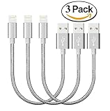 Direct Wire & Cable Nylon USB Lightning Cable Charging Cable for iPhone, 9 Inch, 3 Pack - Space Gray