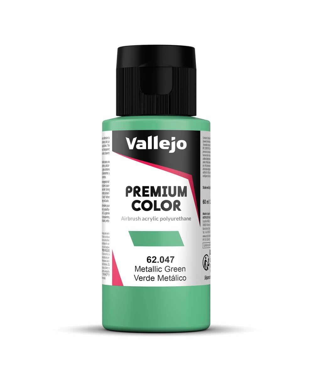 AV Vallejo Premium Color, 60 ml, Metallic Green, Model Paint, VAL62047