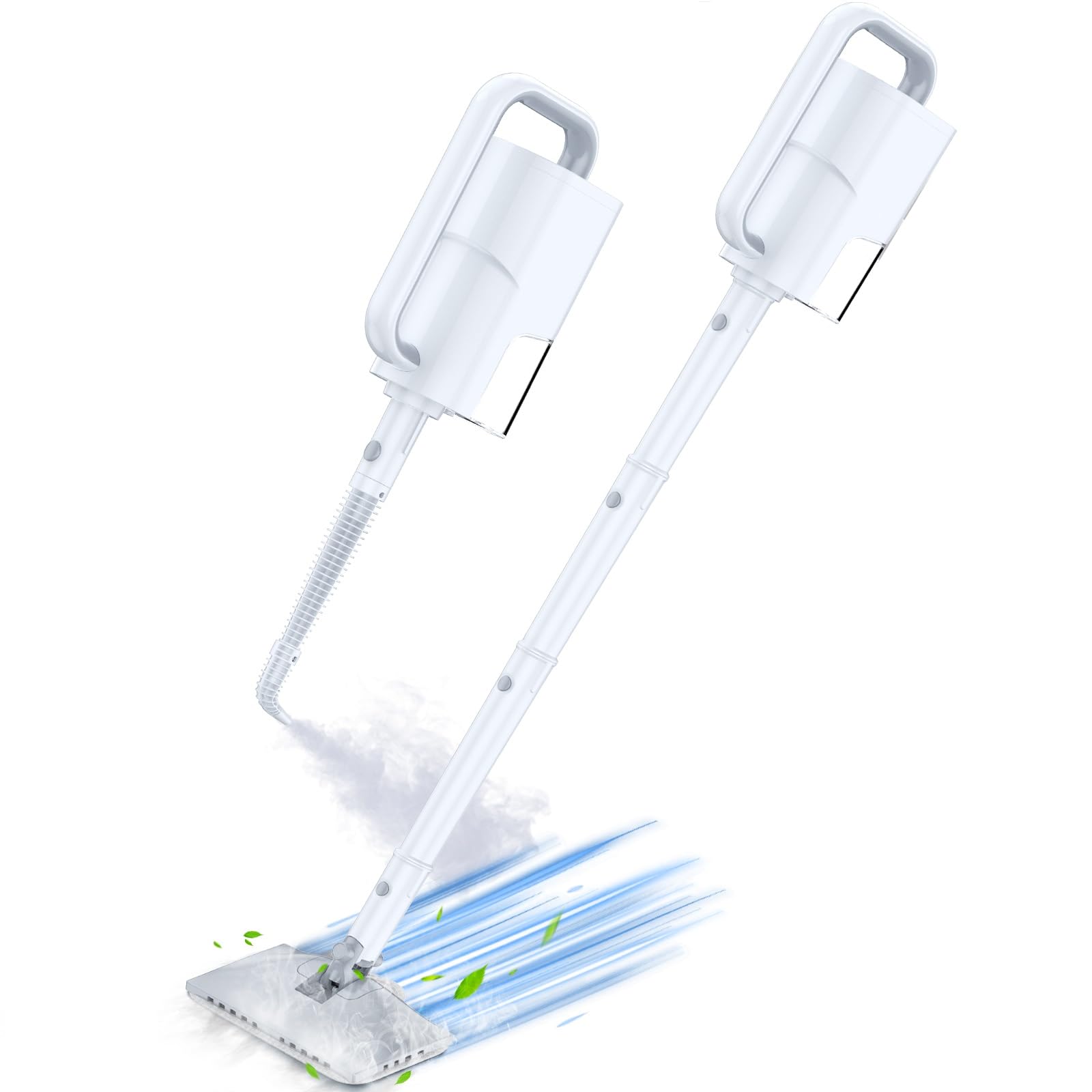 ScrubWiz Steam Mop Cleaner with Detachable Handheld Steamer, 10-in-1 Multi Accessories, Washable Microfiber Pads, 350ml and 2 Adjustable Levels for Cleaning Floor, Carpet, Tiles, and Grout, Lvory