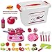 Play Food and Dishes Set- With Adorable Cutting Play Fruits - Play Dishes - Pots and Pans - Play Kitchen Utensils - Mini Stove Top (lights & sounds) in a Beautiful Storage Box - Best Gift For Toddlers