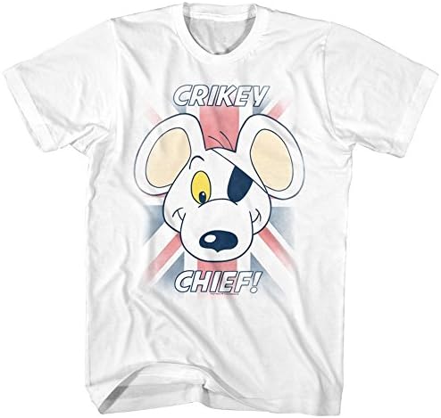 Danger Mouse - Mens Crikey Chief T-Shirt, Size: Large, Color: White
