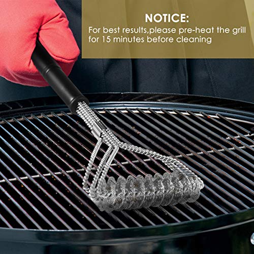 Lambow Grill Brush - Bristle Free Barbecue Brush - Stainless Steel BBQ Cleaner Safe for for Porcelain, Ceramic, Steel, Iron - Great Grilling Accessories (Newest Version)