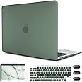 CISSOOK Midnight Green Case for MacBook Air 13inch 2021 2020-2018 Release Model A2337 M1 A2179 A1932, Matte Matcha Green Cover with Keyboard Cover for MacBook Air 13 with Touch ID, Midnight Green