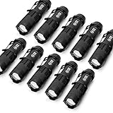 10 Pack Small EDC LED Flashlight 7W 350 lumen Tactical Zoomable Pocket Torch Portable Flashlights Bulk Best Handheld Light for Home, Car, Office & Outdoor Activities