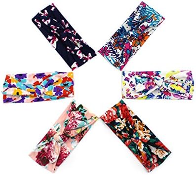 FLAEVVE Baby Bow Headbands Infant Girl Knotted Elastic Hair Band(6 pcs)
