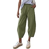 Cicy Bell Women's Summer High Waisted Baggy Pants Casual Cotton Harem Capris Slacks with Pockets