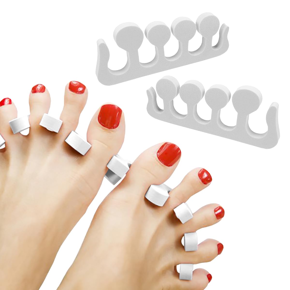 Toe Separator, 2pcs Soft Foam Foam Sponge Dividers for Nail Polish Nail Art, Toe Separator for Pedicure and Manicure (White)