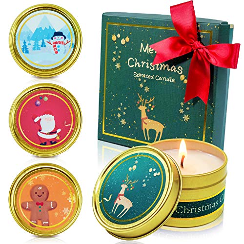SCENTORINI Christmas Scented Candles Gift Set, Soy Wax Scented Candle, Aromatherapy Candles, 4X 70g, Apple & Cinnamon, Winter Cedarwood, Sherry Brandy, Gingerbread