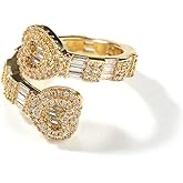 Jacruces Heart Rings for Women Bling Iced Out Rings Cubic Zirconia Ring Men Women Engagement Wedding Promise Ring for Her Hip Hop Jewelry Size